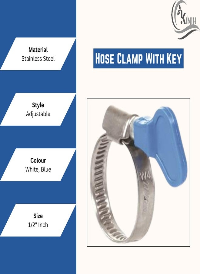 KINIK Adjustable Stainless Steel Hose Clamp 1/2 Inch | With Key | For Plumbing, Automotive & Mechanical Use | Pack of 4 - Image 5